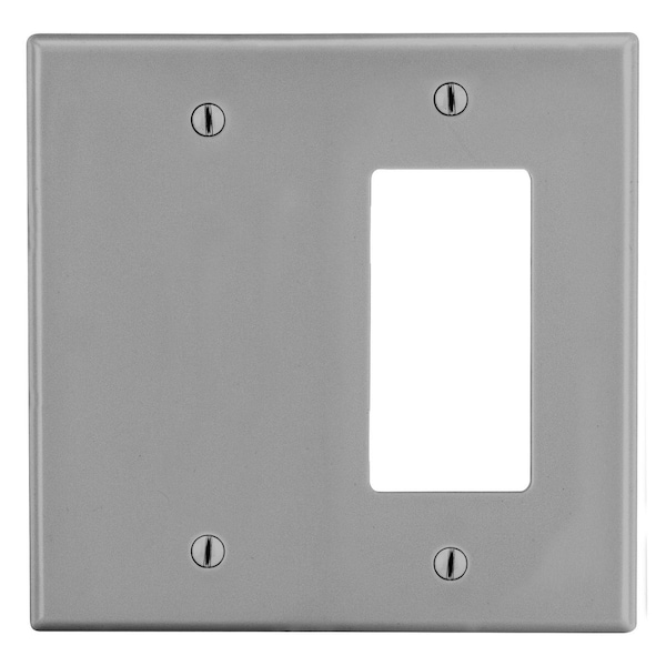 Hubbell Wiring Device-Kellems Wallplate, 2-Gang, 1) Decorator 1) Box Mount Blank, Gray P1326GY - main
